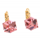 KOLCZYKI POZŁACANE 16/11 MM ROSE CUBE CRYSTAL XUPING 62748
