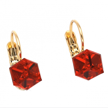 KOLCZYKI POZŁACANE 16/8 MM SIAM CUBE CRYSTAL XUPING 62751