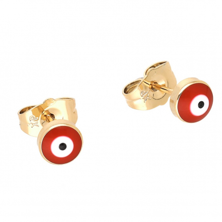 KOLCZYKI POZŁACANE 6 MM RED EYE XUPING 63054