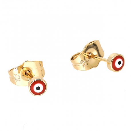 KOLCZYKI POZŁACANE 4 MM RED EYE XUPING 63055