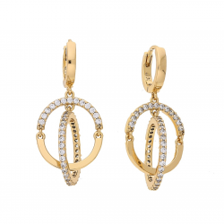 KOLCZYKI POZŁACANE 30/14 MM BRYLANTOWE KRĘGI XUPING 63515