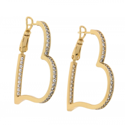 KOLCZYKI POZŁACANE 34/3 MM BRYLANTOWE SERCA XUPING 63517