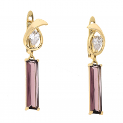 KOLCZYKI POZŁACANE 37/9 MM AMETYST XUPING 63826