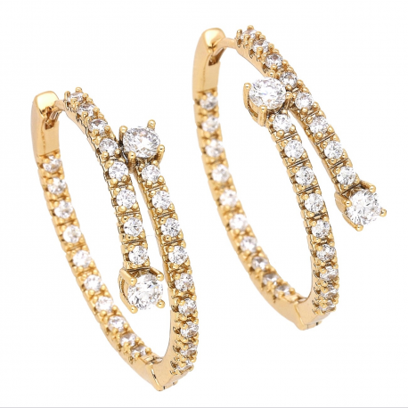 KOLCZYKI POZŁACANE 31/7 MM BRYLANTOWE KOŁA XUPING 64125