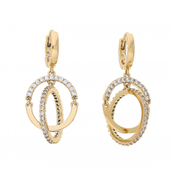 KOLCZYKI POZŁACANE 30/14 MM BRYLANTOWE KRĘGI XUPING 65028