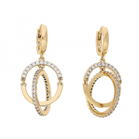 KOLCZYKI POZŁACANE 30/14 MM BRYLANTOWE KRĘGI XUPING 65028