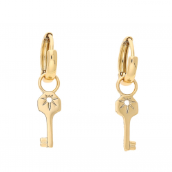 KOLCZYKI POZŁACANE 2W1 31/7 MM ZŁOTY KLUCZYK XUPING 65032