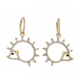 KOLCZYKI POZŁACANE 2W1 37/27 MM BRYLANTOWY JEŻYK XUPING 65034