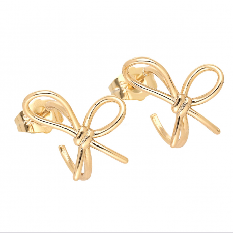 KOLCZYKI POZŁACANE 19/15 MM ZŁOTA KOKARDKA XUPING 65067