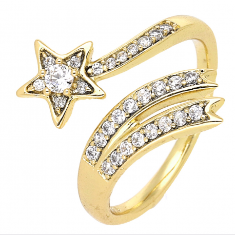 PIERŚCIONEK POZŁACANY 19 MM BRYLANTOWA KOMETA XUPING 65126