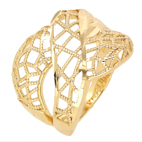 PIERŚCIONEK POZŁACANY 17 MM ZŁOTY AŻUR XUPING 65361