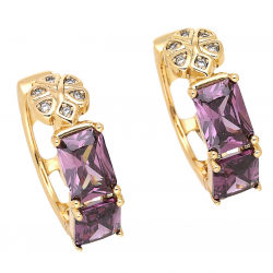 KOLCZYKI POZŁACANE 18/6 MM KÓŁKA AMETYSTY XUPING 65502