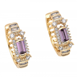 KOLCZYKI POZŁACANE 18/7 MM KÓŁKA Z AMETYSTEM XUPING 65868