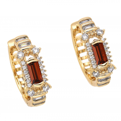 KOLCZYKI POZŁACANE 18/7 MM KÓŁKA Z GRANATEM XUPING 65869