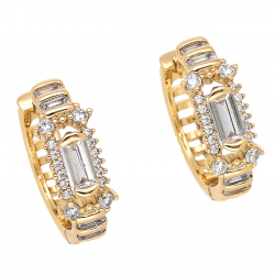 KOLCZYKI POZŁACANE 18/7 MM KÓŁKA Z BRYLANTEM XUPING 65871