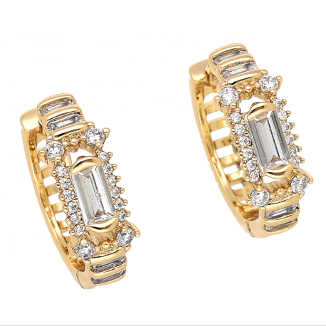 KOLCZYKI POZŁACANE 18/7 MM KÓŁKA Z BRYLANTEM XUPING 65871