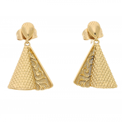 KOLCZYKI POZŁACANE 29/17 MM ZŁOTY WACHLARZYK XUPING 65917