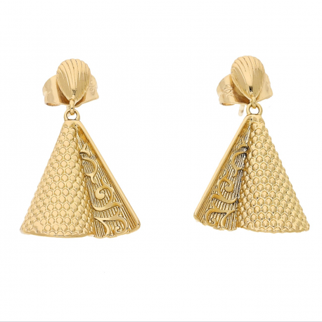 KOLCZYKI POZŁACANE 29/17 MM ZŁOTY WACHLARZYK XUPING 65917