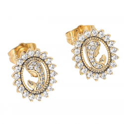 KOLCZYKI POZŁACANE 14/12 MM BRYLANTOWE MB XUPING 65922