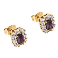 KOLCZYKI POZŁACANE 12/10 MM MARKIZA AMETYST XUPING 65925