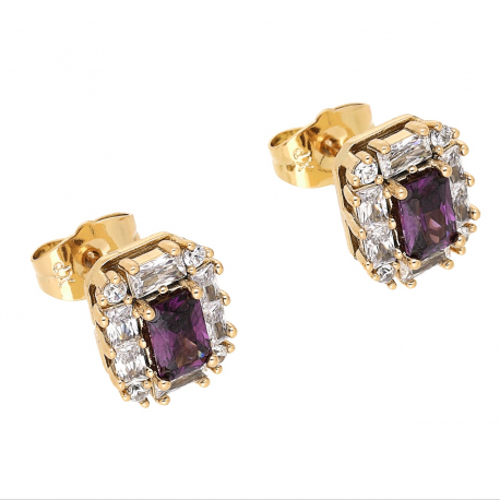 KOLCZYKI POZŁACANE 12/10 MM MARKIZA AMETYST XUPING 65925