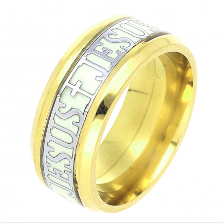 PIERŚCIONEK POZŁACANY 8 MM ŚWIECI W NOCY S. STEEL TTM XUPING 65944