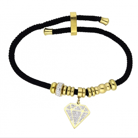 BRANSOLETKA POZŁACANA BLACK STRING S. STEEL TTM XUPING 66015