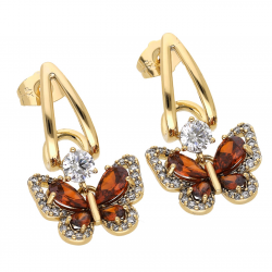 KOLCZYKI POZŁACANE 31/18 MM MOTYL GRANATY XUPING 66222