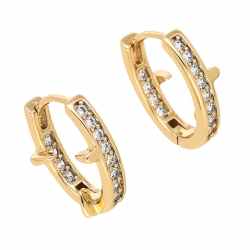 KOLCZYKI POZŁACANE 15/4 MM KÓŁKA Z BRYLANTAMI XUPING 66315