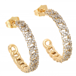 KOLCZYKI POZŁACANE 28/5 MM BRYLANTOWA PANCERKA KOŁA XUPING 66343