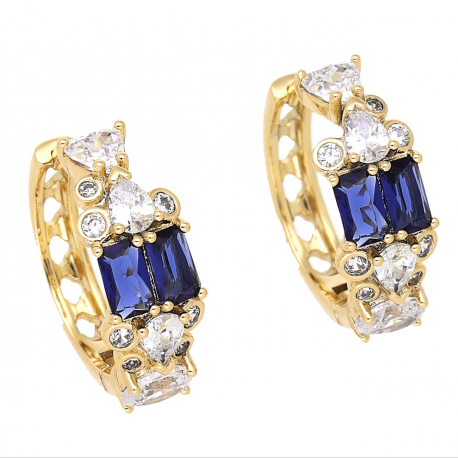 KOLCZYKI POZŁACANE 19/7 MM KÓŁKA SZAFIRY XUPING 66352