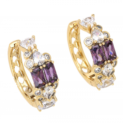 KOLCZYKI POZŁACANE 19/7 MM KÓŁKA AMETYSTY XUPING 66353