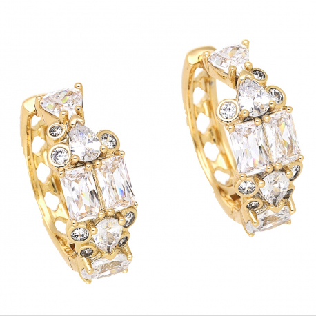 KOLCZYKI POZŁACANE 19/7 MM KÓŁKA BRYLANTY XUPING 66358