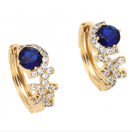 KOLCZYKI POZŁACANE 15/7 MM KÓŁKA SZAFIR XUPING 66360