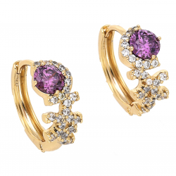 KOLCZYKI POZŁACANE 15/7 MM KÓŁKA AMETYST XUPING 66362