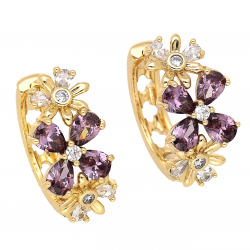 KOLCZYKI POZŁACANE 20/10 MM ELEGANCJA AMETYSTÓW XUPING 66373