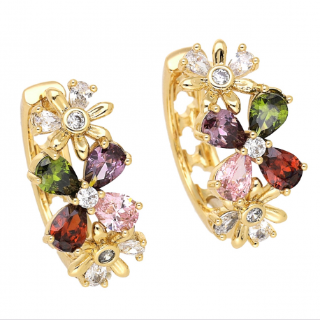 KOLCZYKI POZŁACANE 20/10 MM ELEGANCJA KOLORÓW XUPING 66375