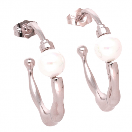 KOLCZYKI PLATYNOWANE 33/8 MM KOŁA Z PERŁĄ XUPING 66381