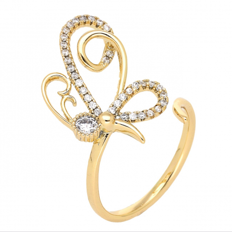 PIERŚCIONEK POZŁACANY REGULOWANY US 6 21 MM MOTYLEK XUPING 66414