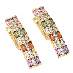 KOLCZYKI POZŁACANE 28/7 MM KOLOROWA ELEGANCJA XUPING 66440