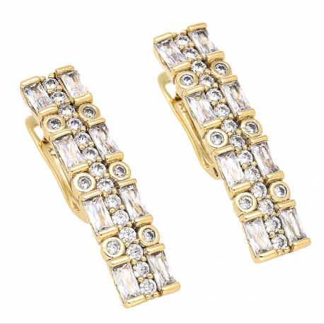 KOLCZYKI POZŁACANE 28/7 MM BRYLANTOWA ELEGANCJA XUPING 66442