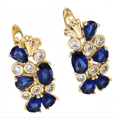 KOLCZYKI POZŁACANE 20/10 MM SZAFIRY XUPING 66451