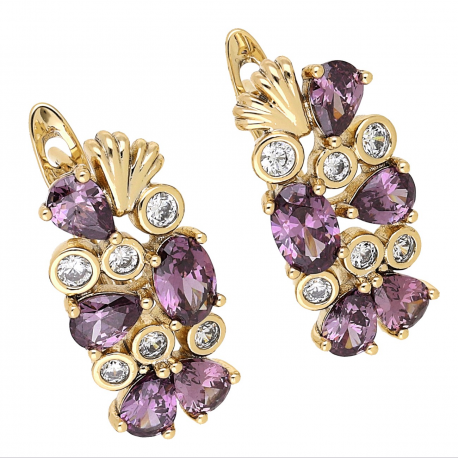 KOLCZYKI POZŁACANE 20/10 MM AMETYSTY XUPING 66454