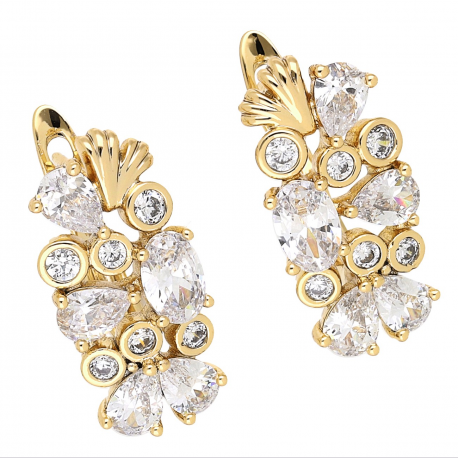 KOLCZYKI POZŁACANE 20/10 MM BRYLANTY XUPING 66458