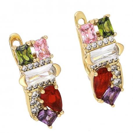 KOLCZYKI POZŁACANE 20/9 MM KOLOROWA ELEGANCJA XUPING 66464