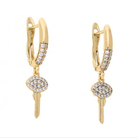 KOLCZYKI POZŁACANE 33/8 MM BRYLANTOWE KLUCZYKI XUPING 66680