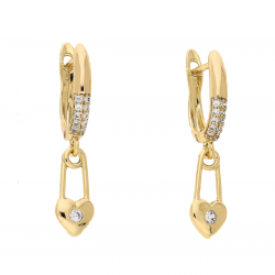 KOLCZYKI POZŁACANE 31/7 MM AGRAFKA SERCE XUPING 66687