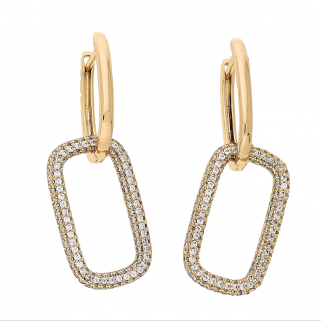 KOLCZYKI POZŁACANE 2 W 1 37/13 MM BRYLANTOWE XUPING 66690