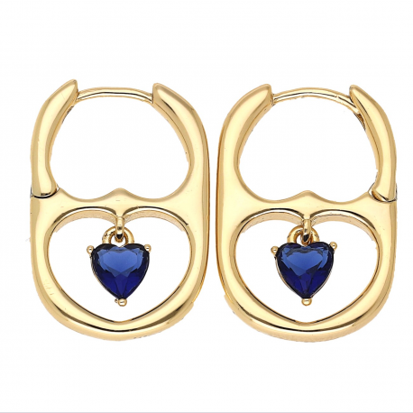 KOLCZYKI POZŁACANE 24/3 MM SZAFIROWE SERCE XUPING 66700