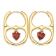 KOLCZYKI POZŁACANE 24/3 MM SERCE GRANAT XUPING 66702
